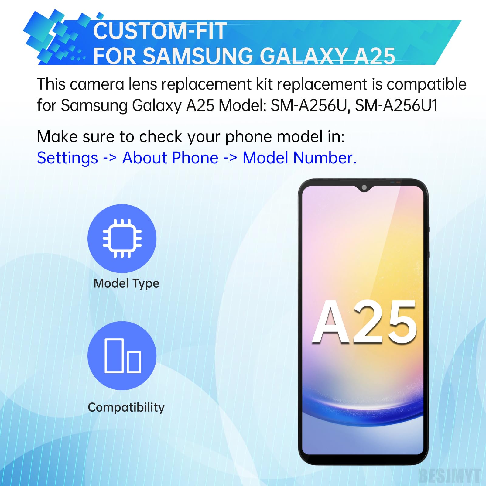 Amazon | BESJMYT 2パック リアカメラレンズ交換用 Samsung Galaxy A25